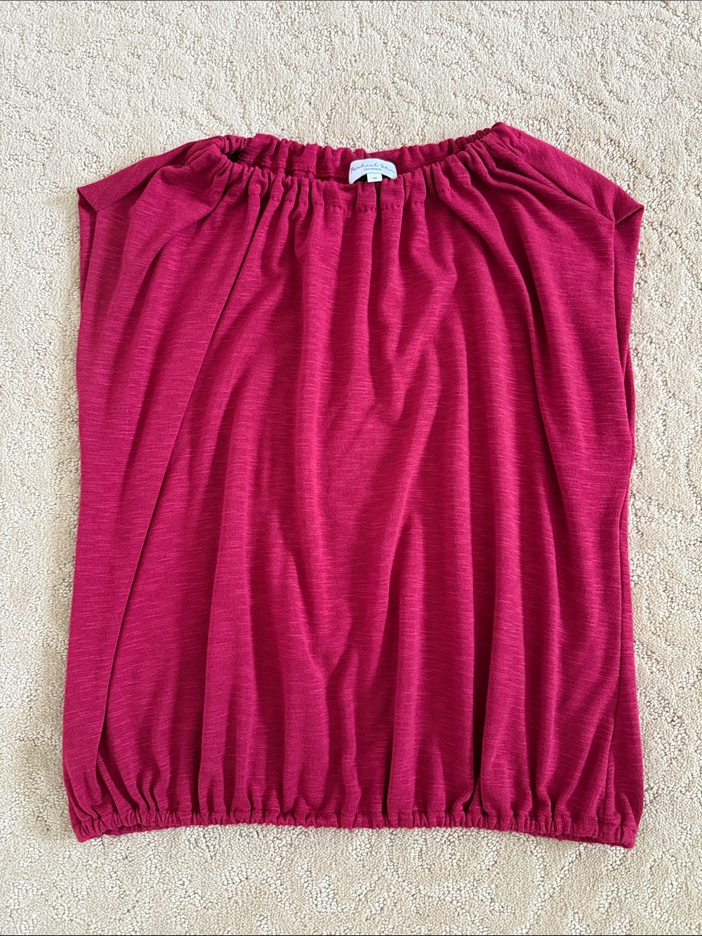 Bubble Hem Knit Top in Deep Red